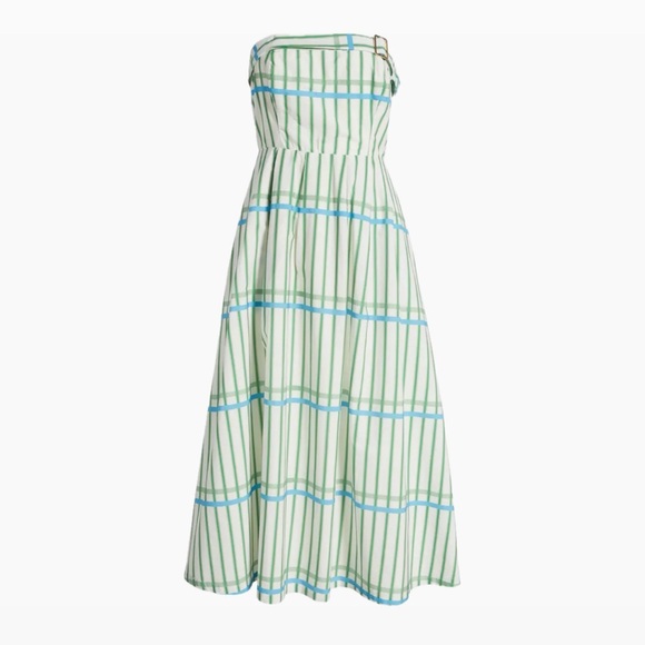 Du Paradis Marseille Stripe Strapless Fit & Flare Sundress - Ocean Green Stripe - Picture 6 of 6
